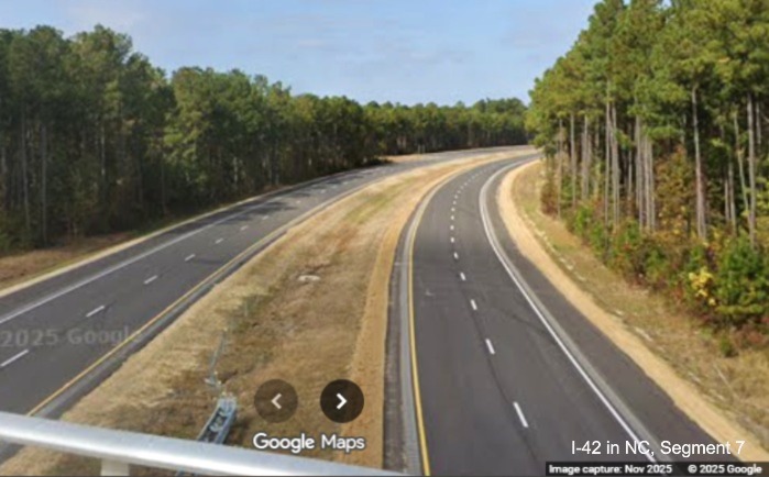 Image of the mostly completed Havelock Bypass looking north from the Lake Road
	bridge, Google Maps Street View, November 2025