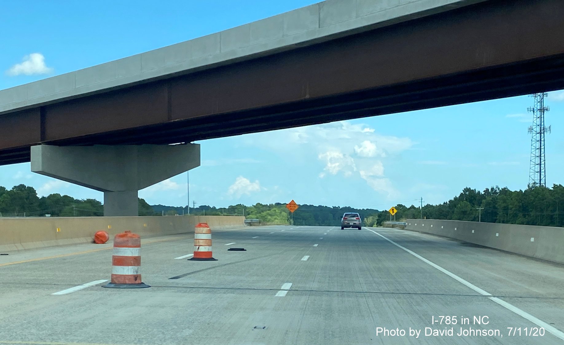 Image of completed future I-840 East to I-785 North flyover ramp from current start of I-785 South Greensboro Loop at US 29, by David Johnson July 2020