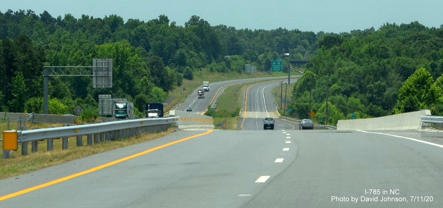 Image of I-785 South Greensboro Urban Loop roadway at bridge over US 70, by David Johnson July 2020