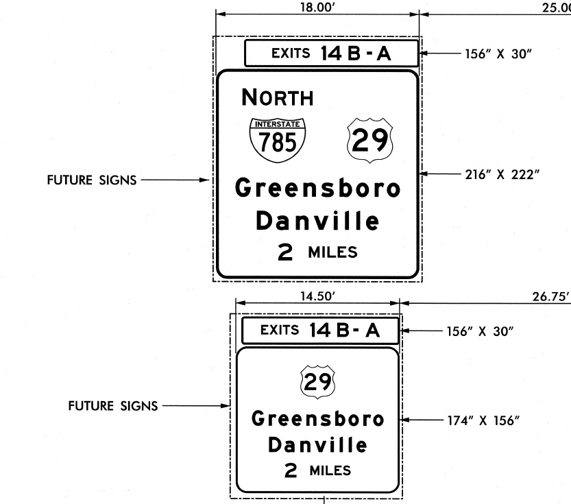 Plans for 2-Mile advance exit sign on I-840 for US 29/Future I-785 exit