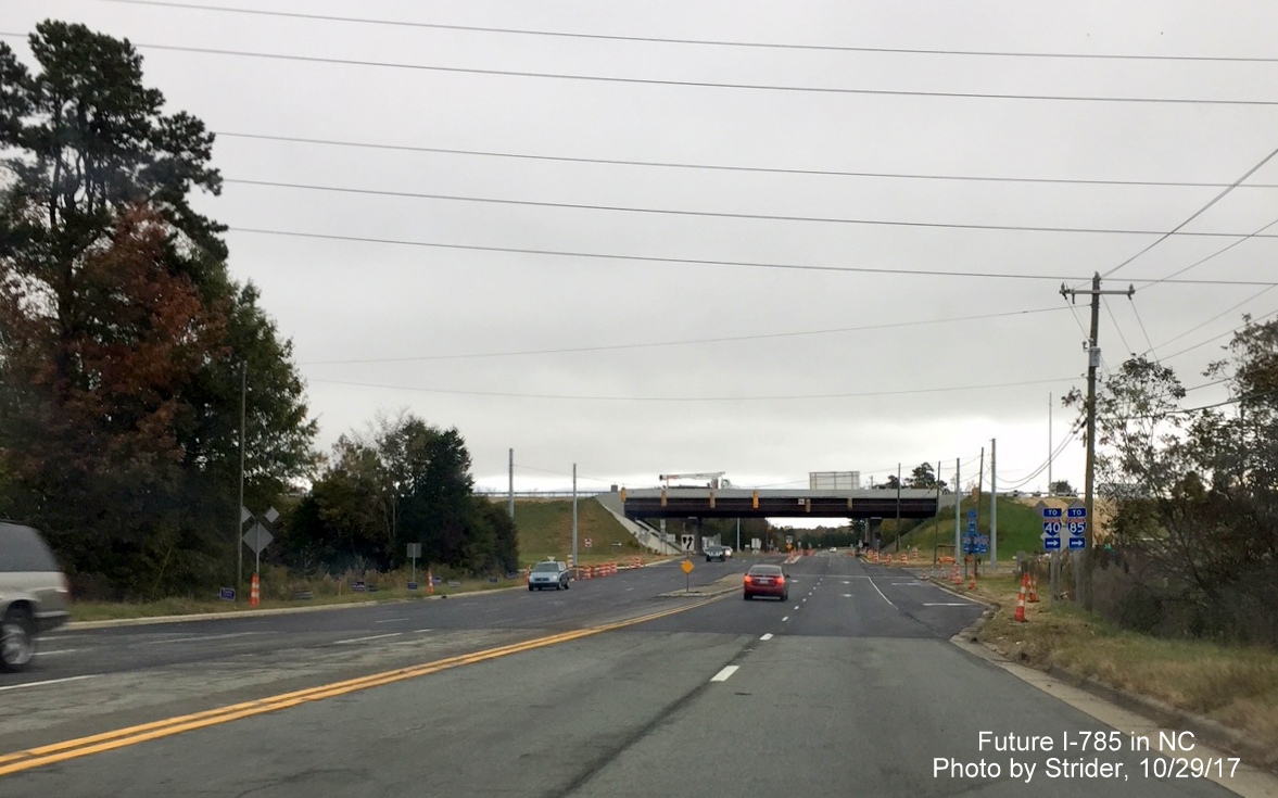 Image of I-785 bridge over US 70 looking east prior to opening of next segment of Greensboro Loop to US 29, by Strider