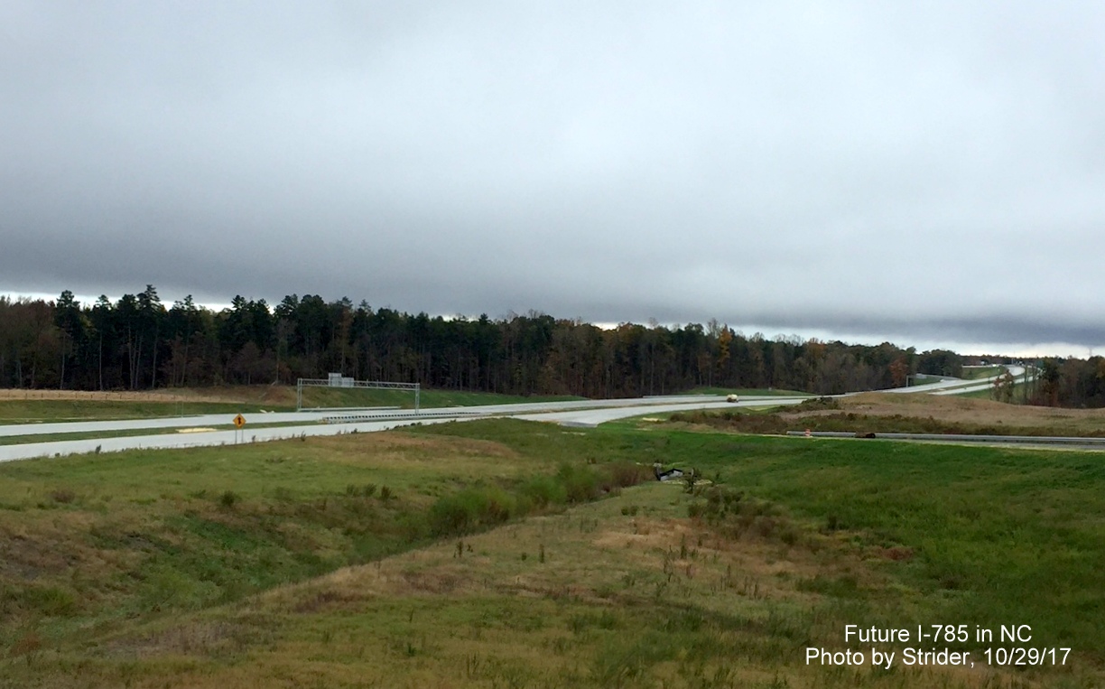 Image of view looking south from Huffine Mill Rd interchange over soon to be opened I-785/Greensboro Loop, by Strider