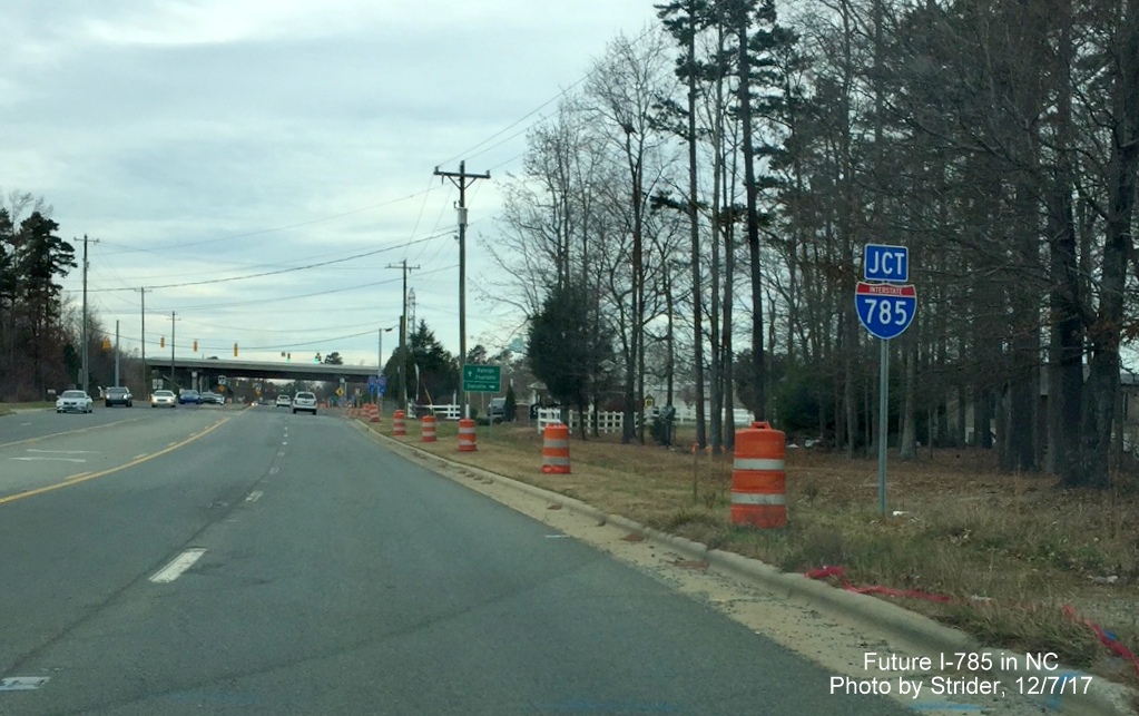 Image of Junction I-785 trailblazer on US 70 East approaching on-ramps to Greensboro Loop, by Strider