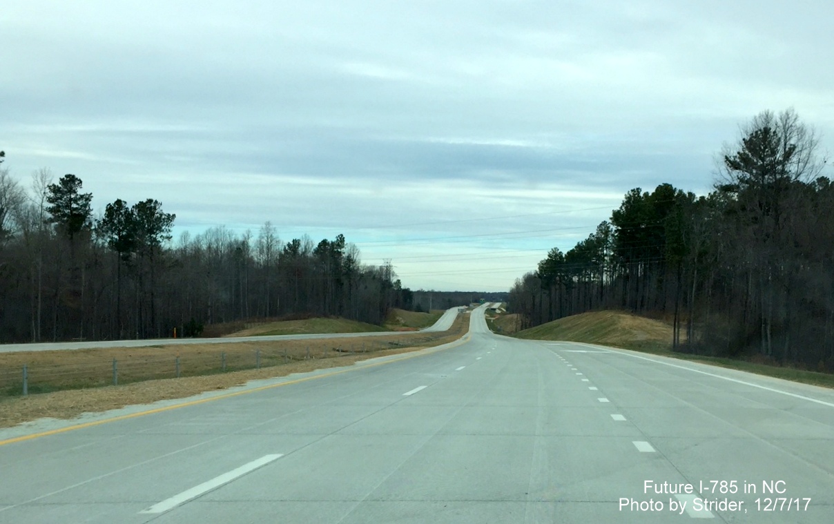 Image of view looking north on newly opened section of I-785/Greensboro Loop after Huffine Mill Rd exit, by Strider