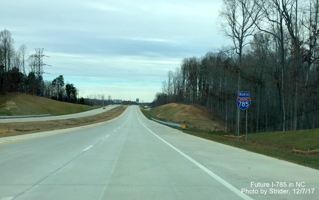 Image of North I-785 reassurance marker after Huffine Mill Rd on Greensboro Loop, by Strider
