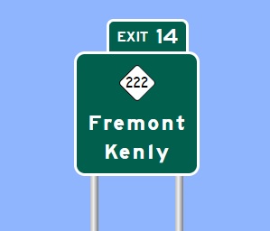 I-795 NC 222 exit sign image from sign maker software, March 2024