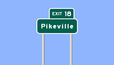 Image of I-795 Pikeville exit sign by Sign Maker software, March 2024