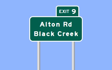 I-795 Alton Road exit sign image by sign maker software, March 2024