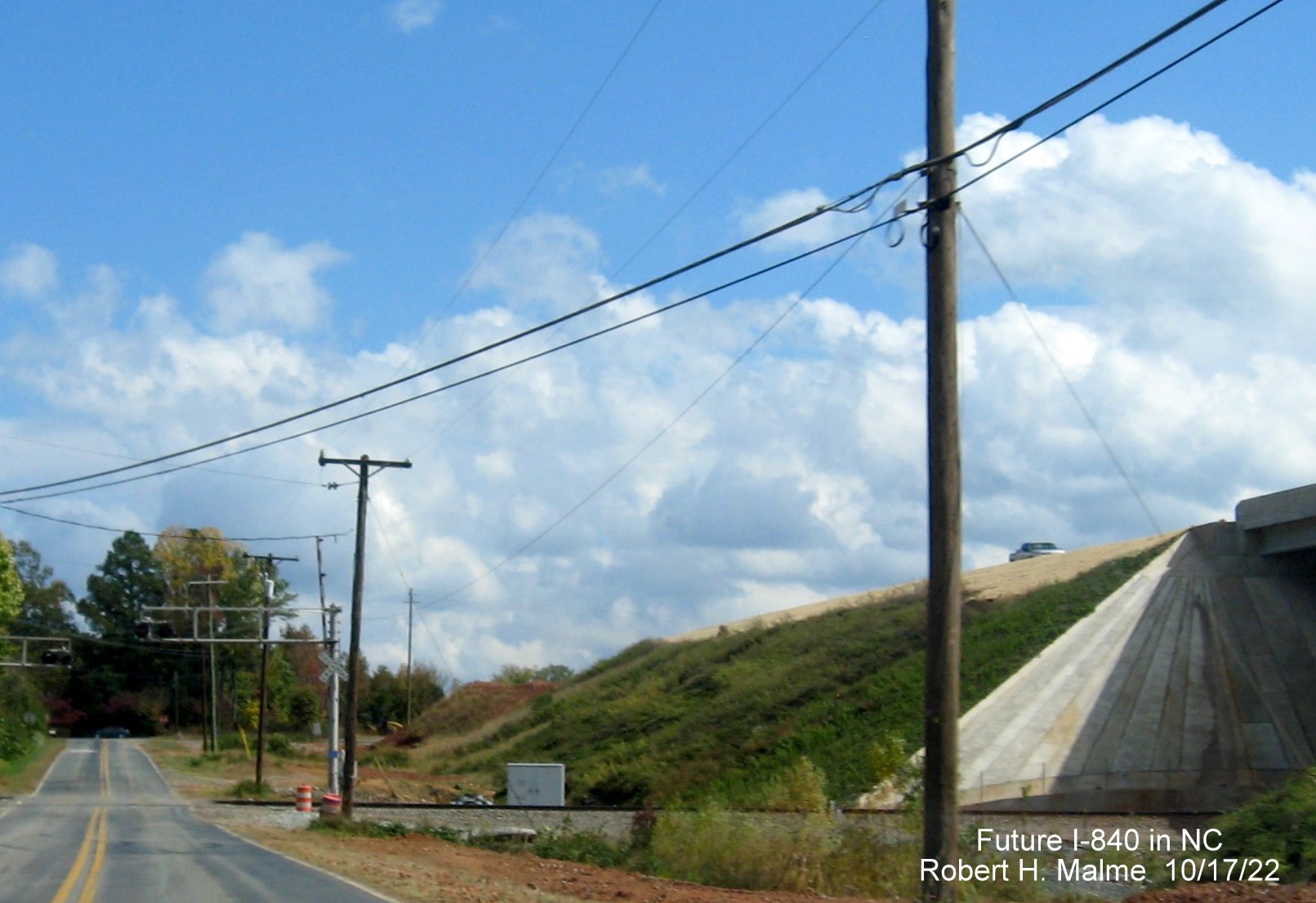 Image of Greensboro Loop ralroad bridge looking east to Lees Chapel Road, October 2022
