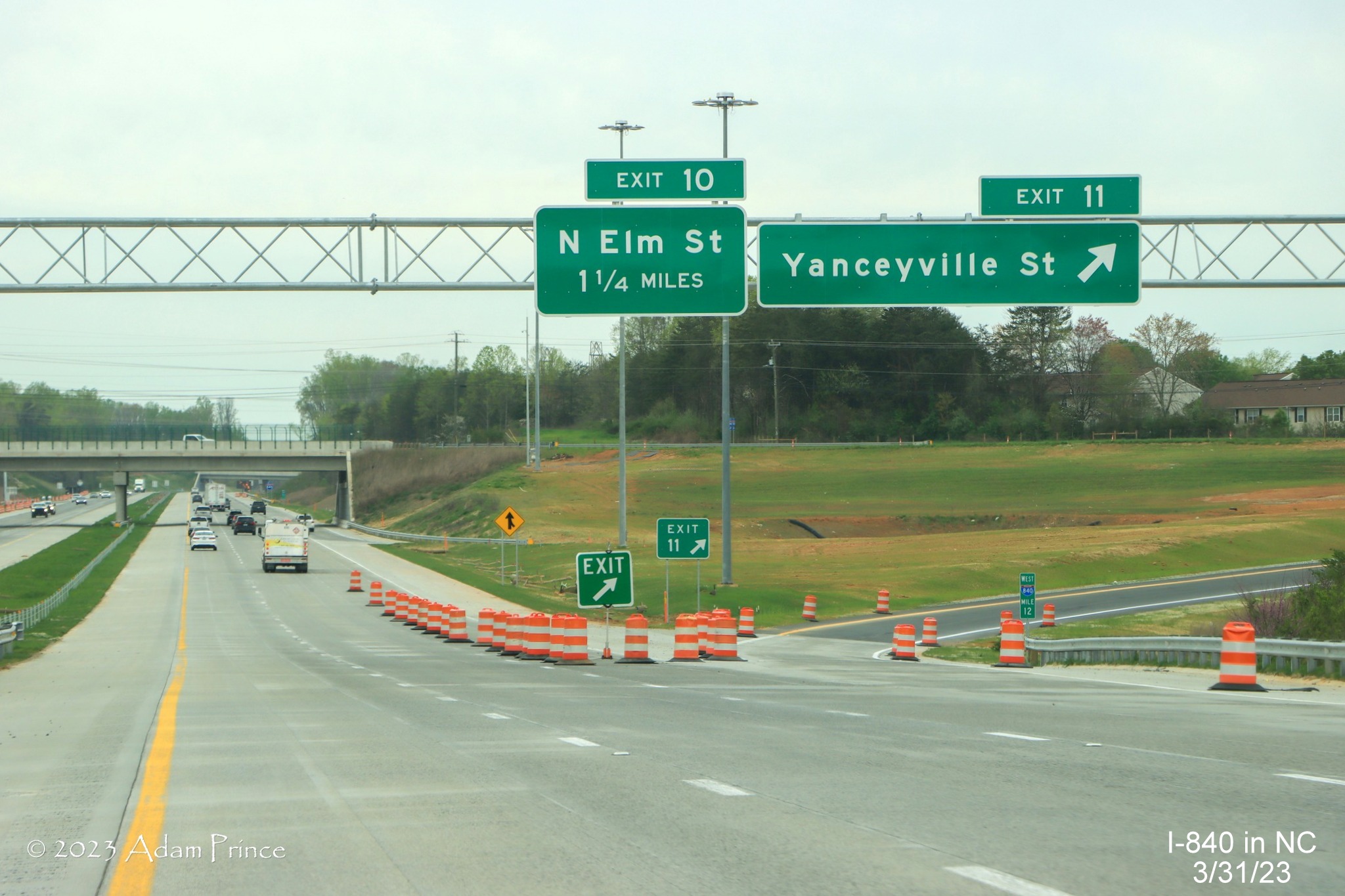 Image of sign on new section of Greensboro Loop on I-840 West, Adam Prince,  March 2023
