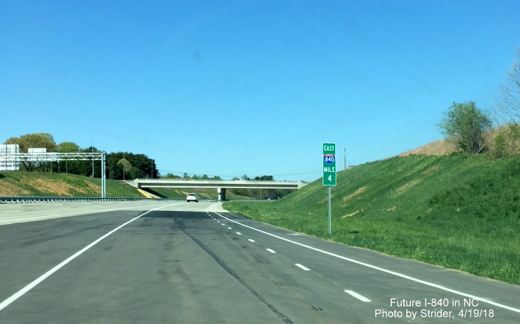 Image of mile marker entering I-840 East/Greensboro Loop from Bryan Blvd on-ramp, by Strider