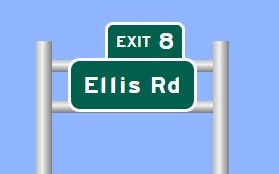 Sign Maker image of Ellis Road exit sign on future I-885 Durham Freeway
